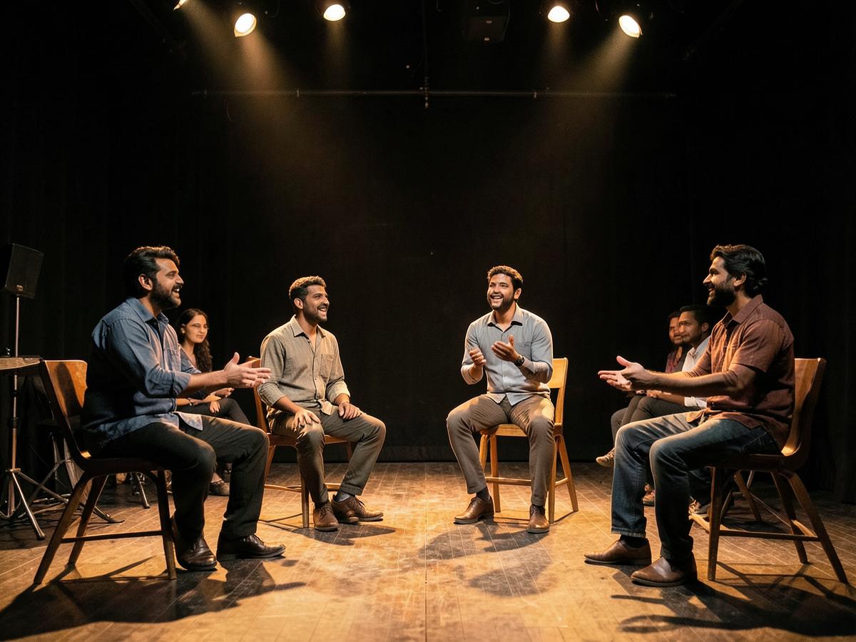 Acting workshop rehearsal on stage